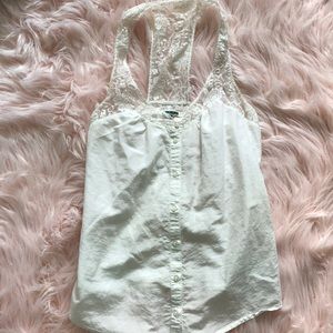 Quicksilver Lace Button Up Tank